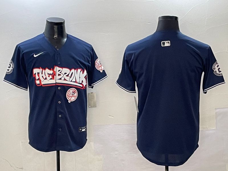 Men New York Yankees Blank Drak Blue four generations Joint Name 2025 Nike MLB Jersey style 4->new york yankees->MLB Jersey